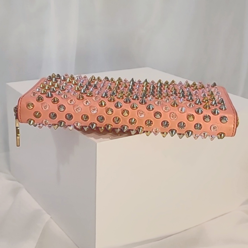 Christian Louboutin Pink Studded Wallet - Picture 4 of 9